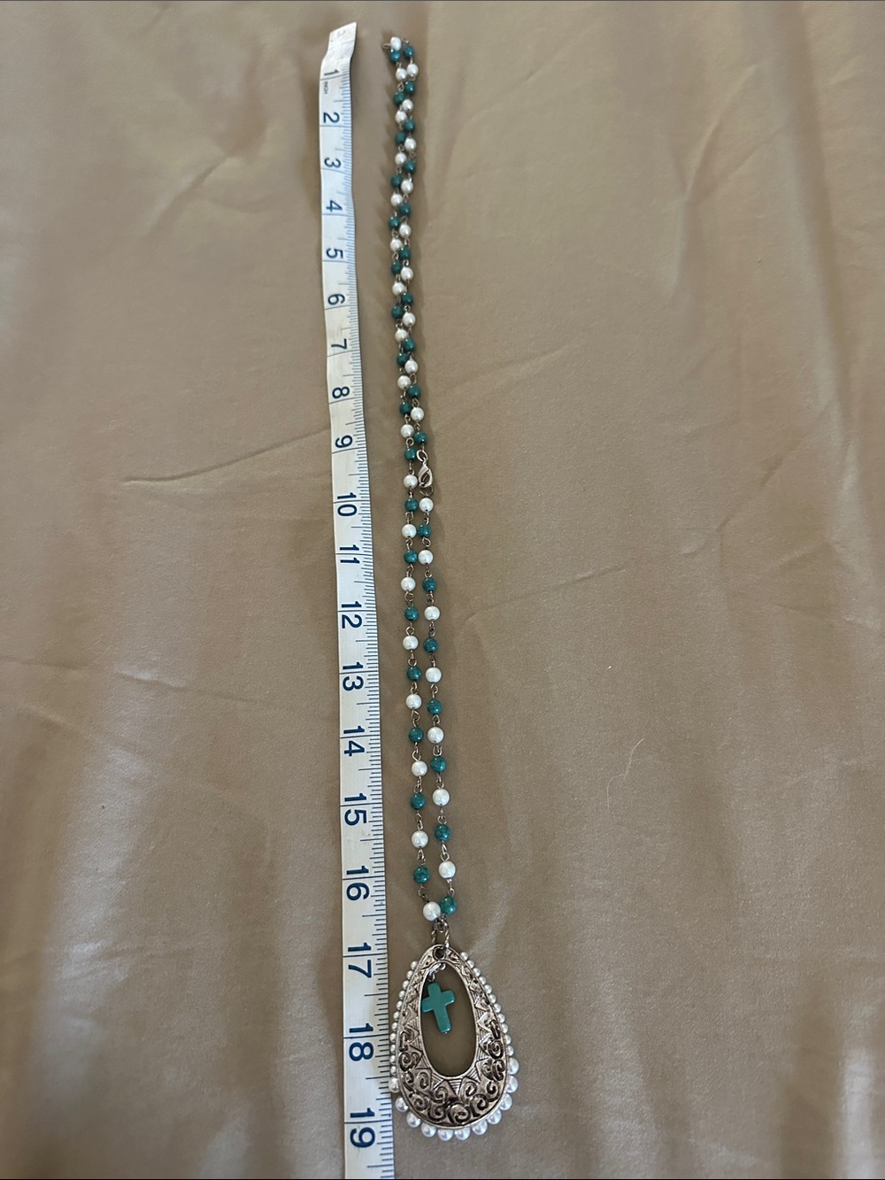 **BUNDLE 3 ITEMS FOR $12!!! Silver Teardrop Pendant Necklace with Turquoise Bead
